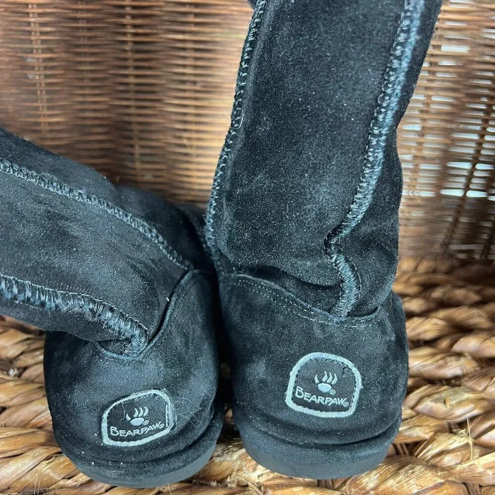 BearPaw Women's‎ Black Suede Classic Winter Pull On Boots Size 8